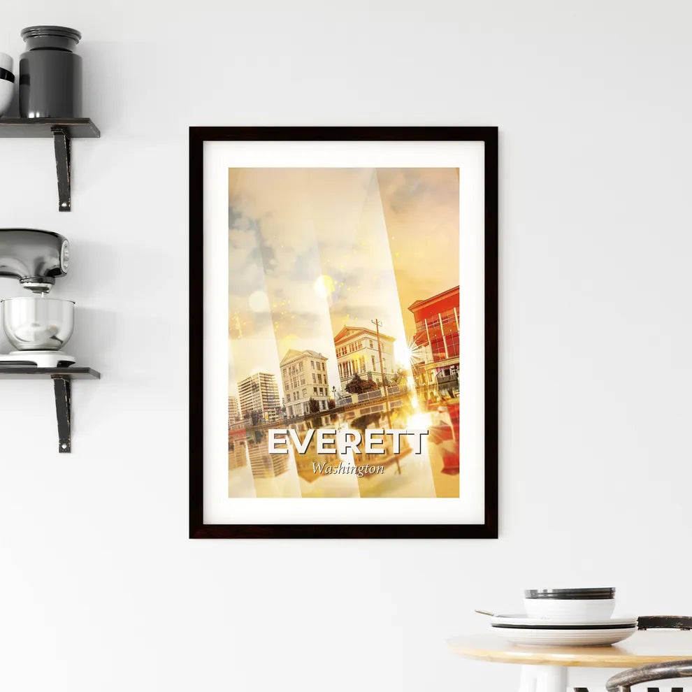 Everett Skyline Splendor: Local Landmarks in Art Framed Print