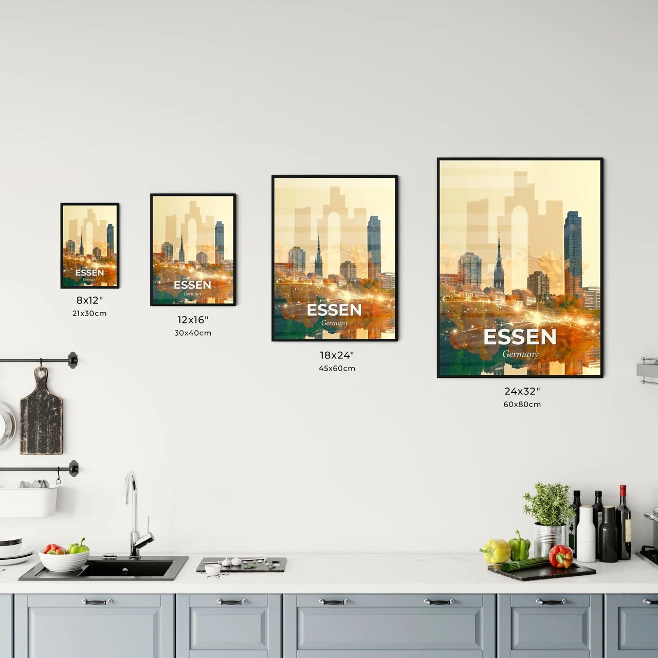 Essen City Skyline Composite Art Poster Office Art