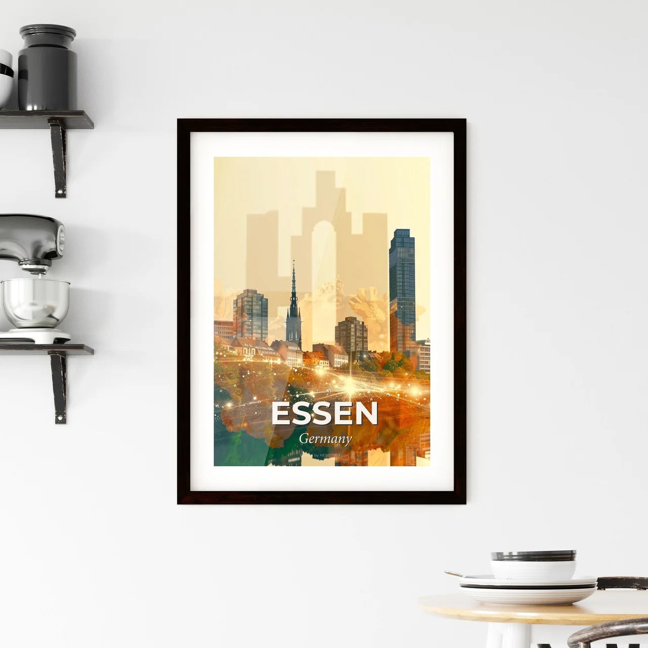 Essen City Skyline Composite Art Poster Framed Print