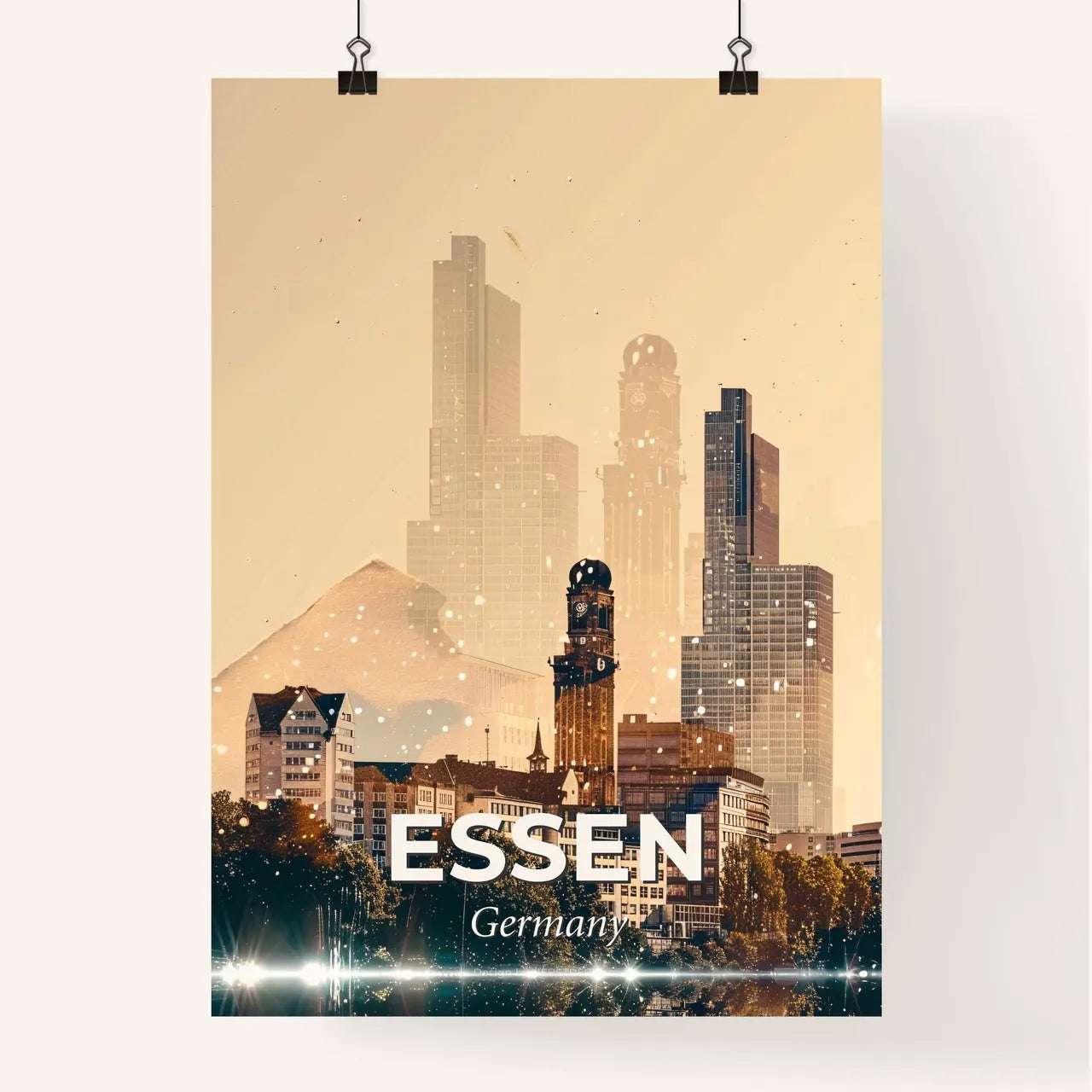 Essen City Skyline Poster Art with Local Architecture Poster