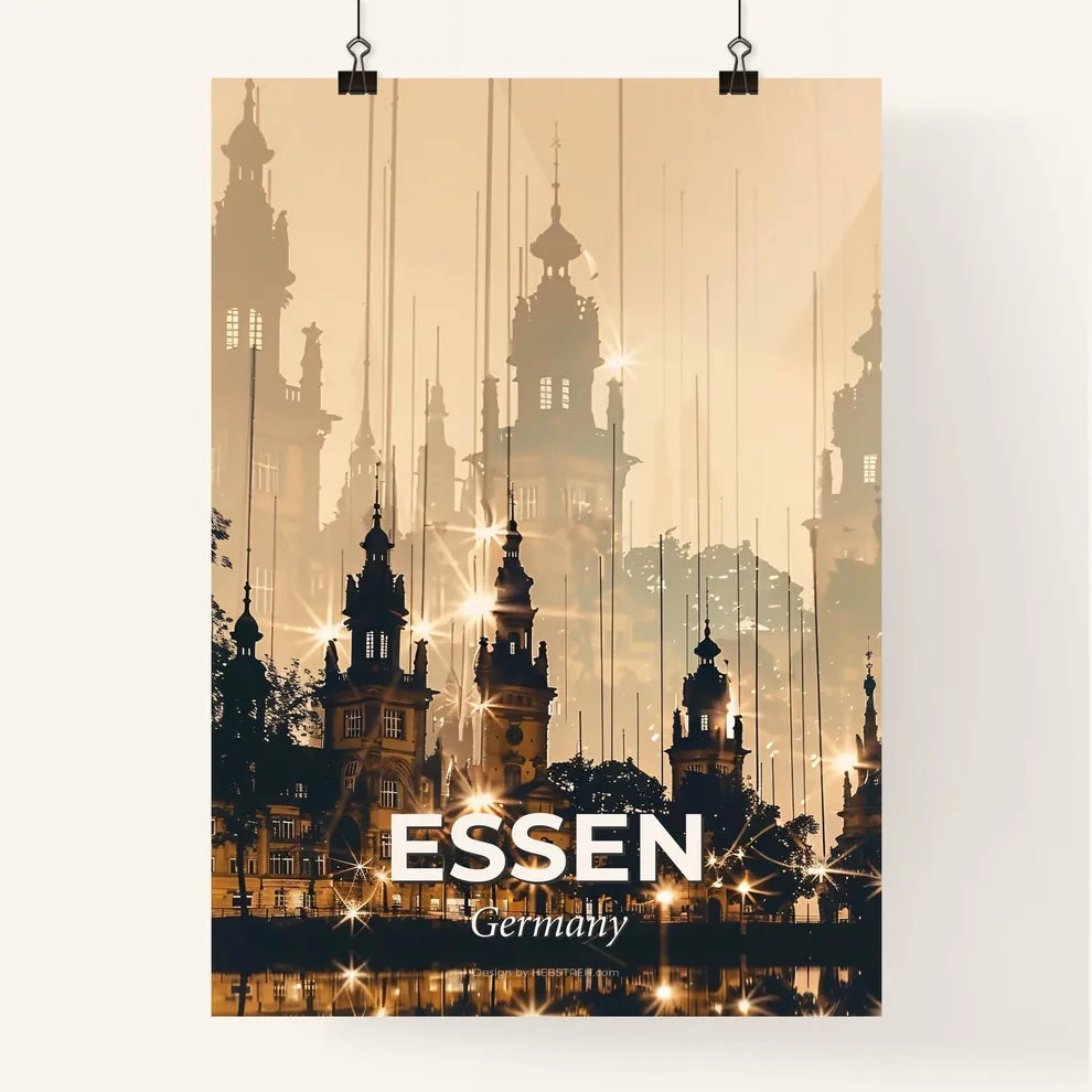 Essen City Skyline Silhouette Art Poster Poster