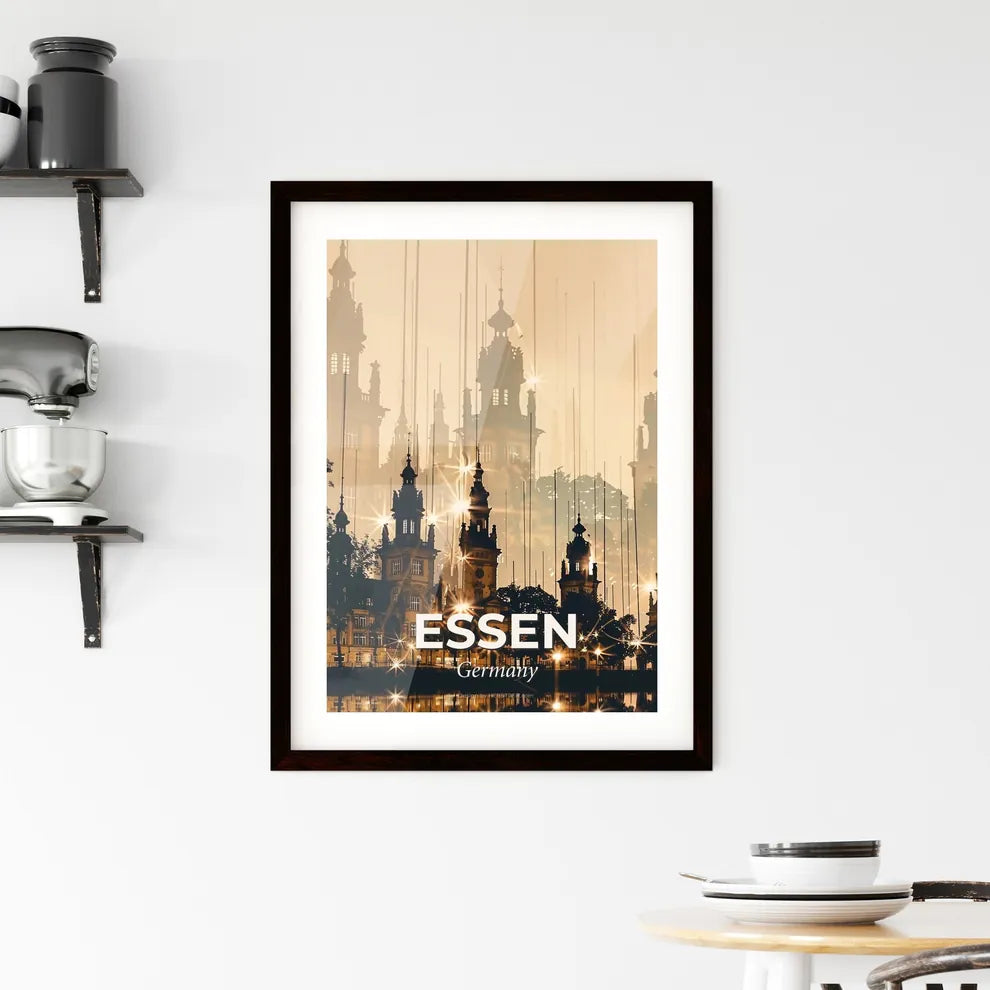 Essen City Skyline Silhouette Art Poster Framed Print
