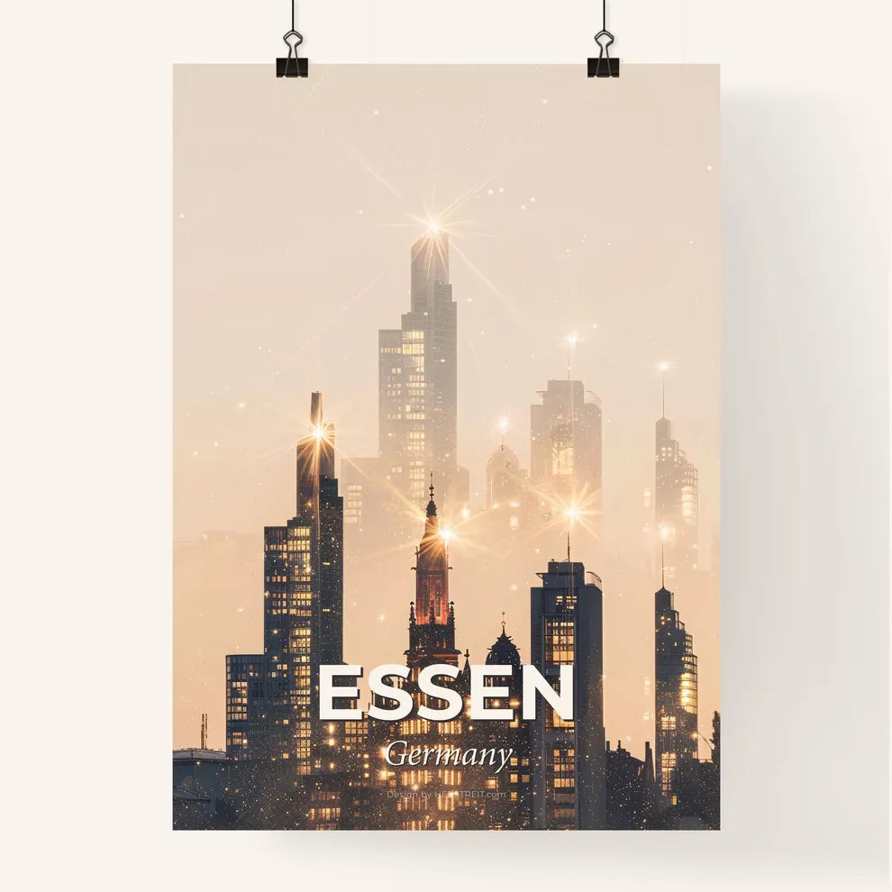 Essen Skyline Fairy Tale Cityscape Poster