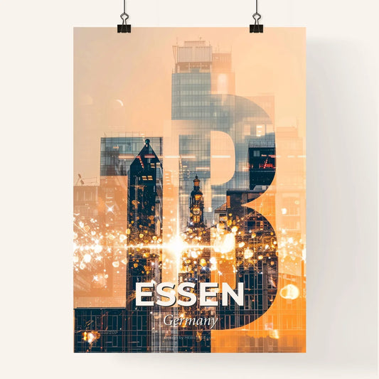 Essen City Skyline Nightlights Poster Poster