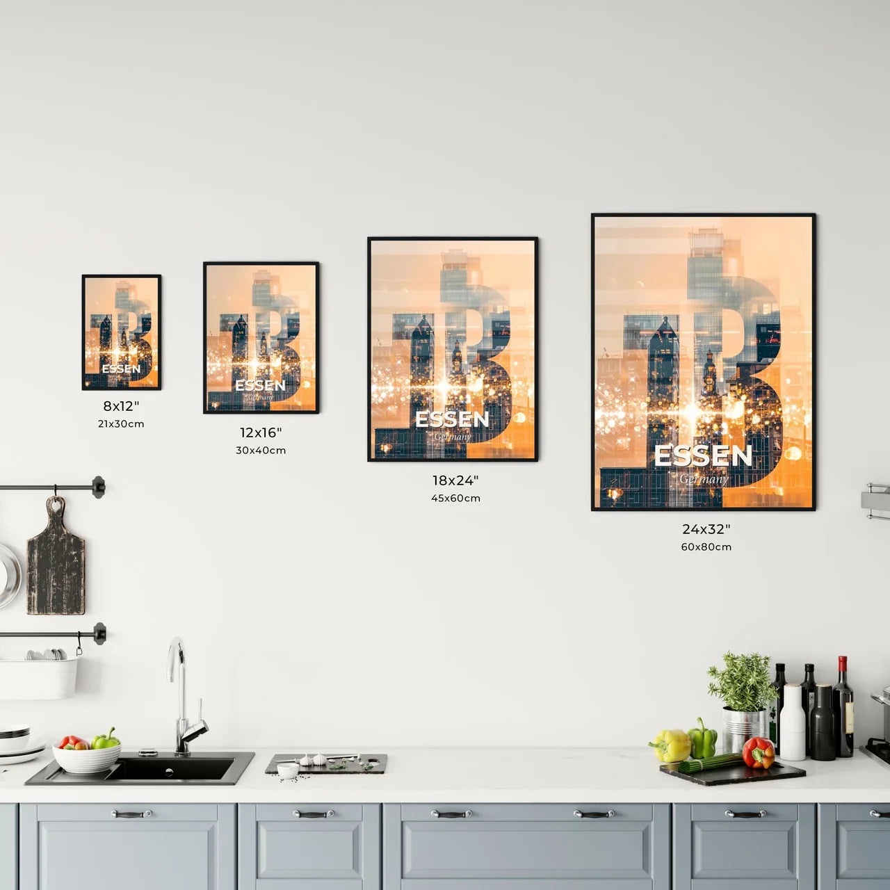 Essen City Skyline Nightlights Poster Office Art