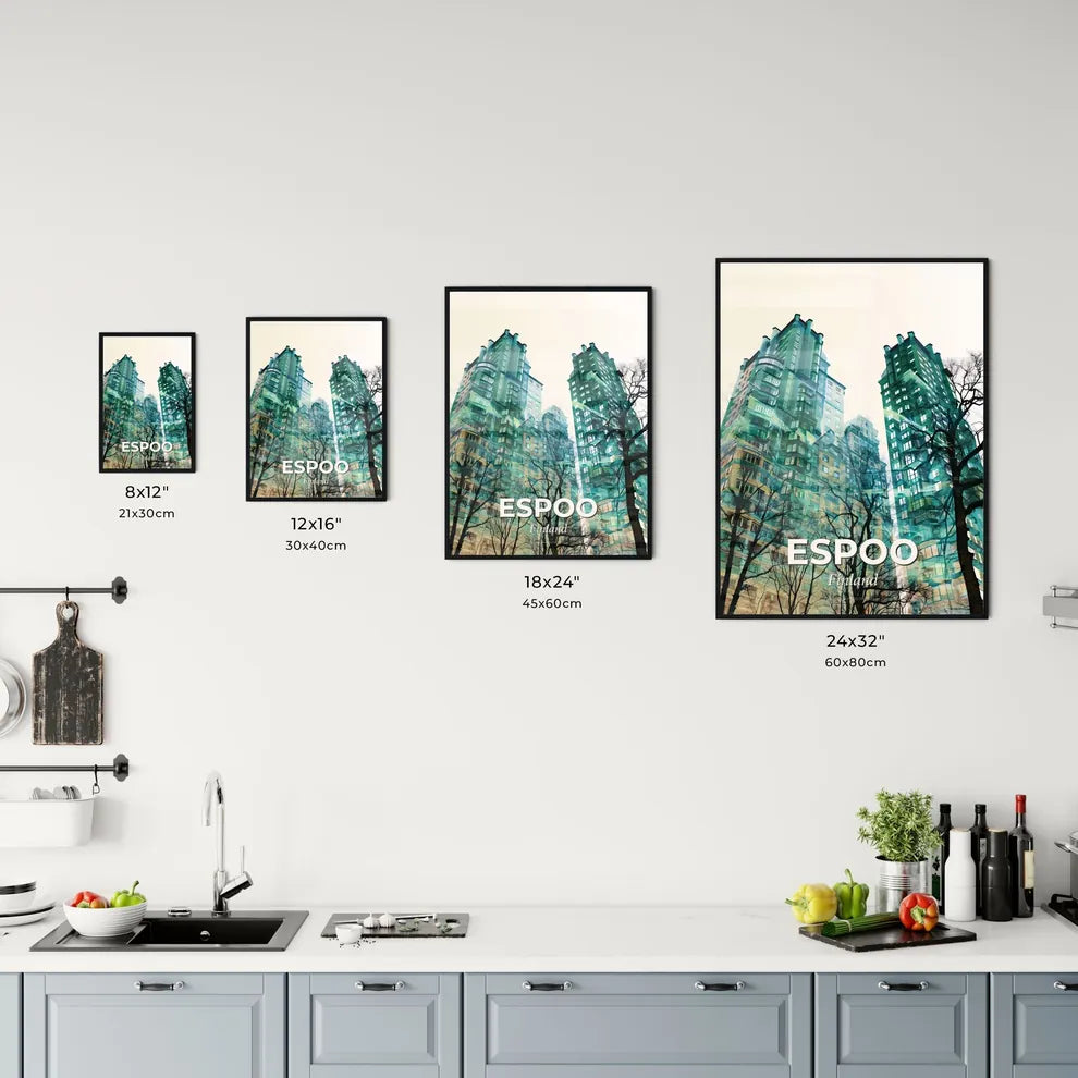 Espoo Cityscape Silhouette Poster Art Office Art