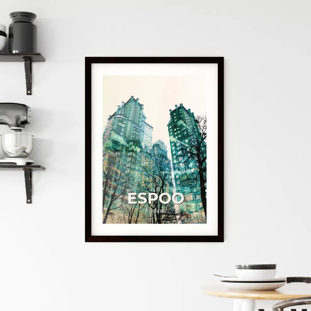 Espoo Cityscape Silhouette Poster Art Framed Print