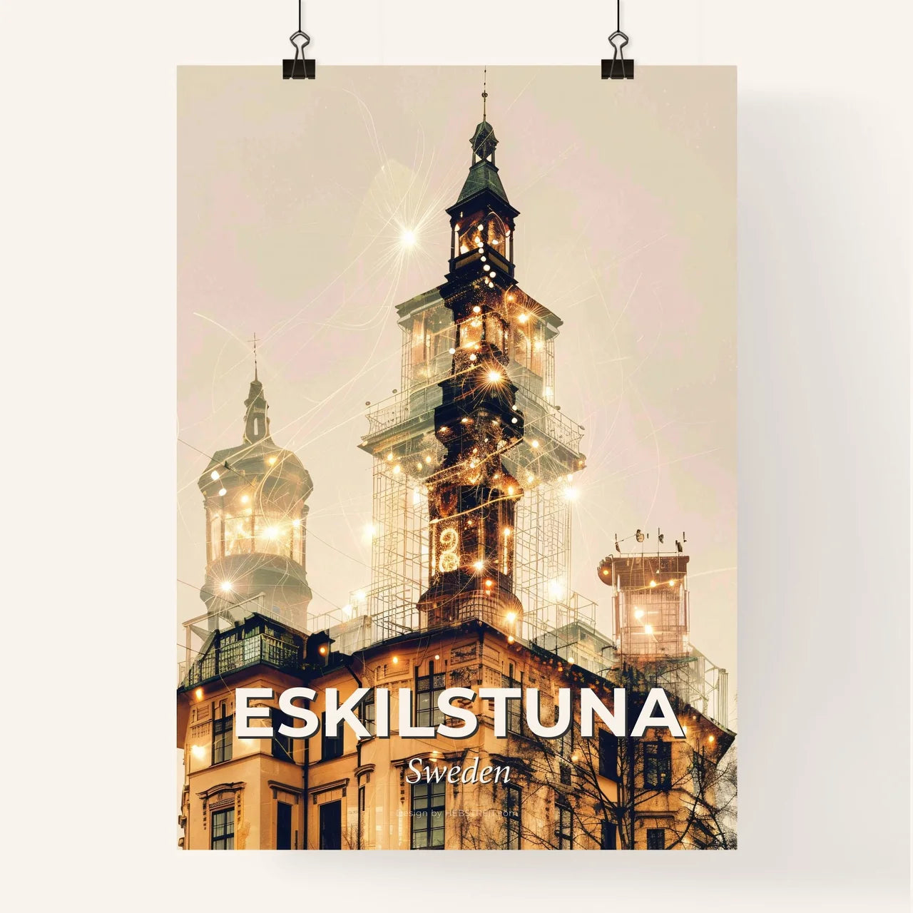 Eskilstuna City Vibes Skyline Composite Art Print Poster