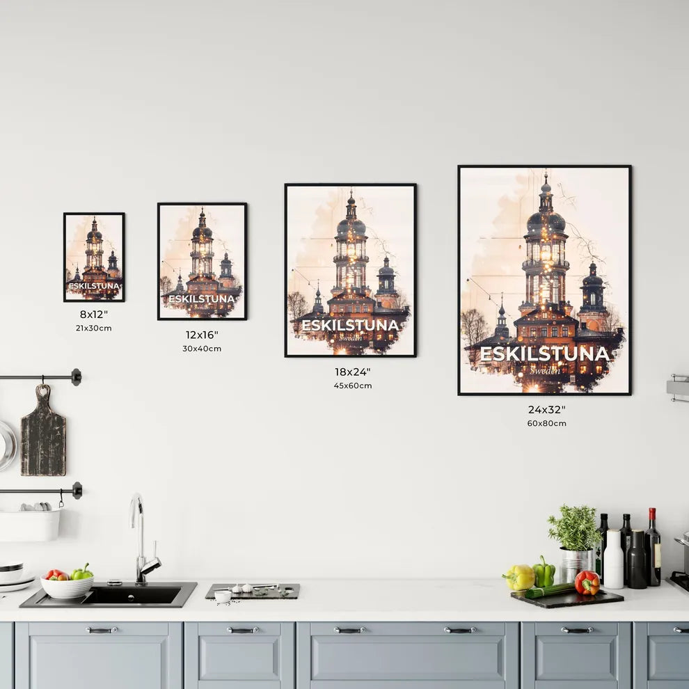Eskilstuna City Skyline in Double Exposure Art Office Art