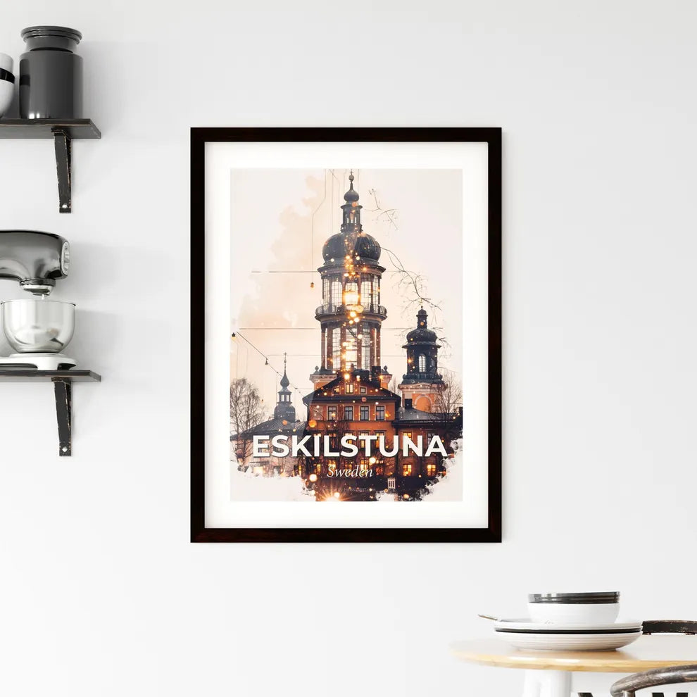 Eskilstuna City Skyline in Double Exposure Art Framed Print