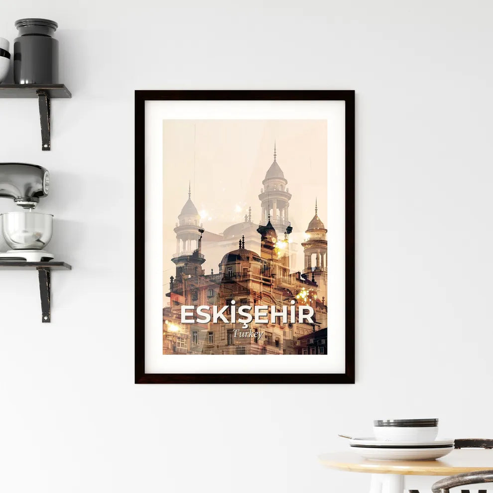 EskiÅŸehir Skyline Architecture Bright Beige Poster Framed Print
