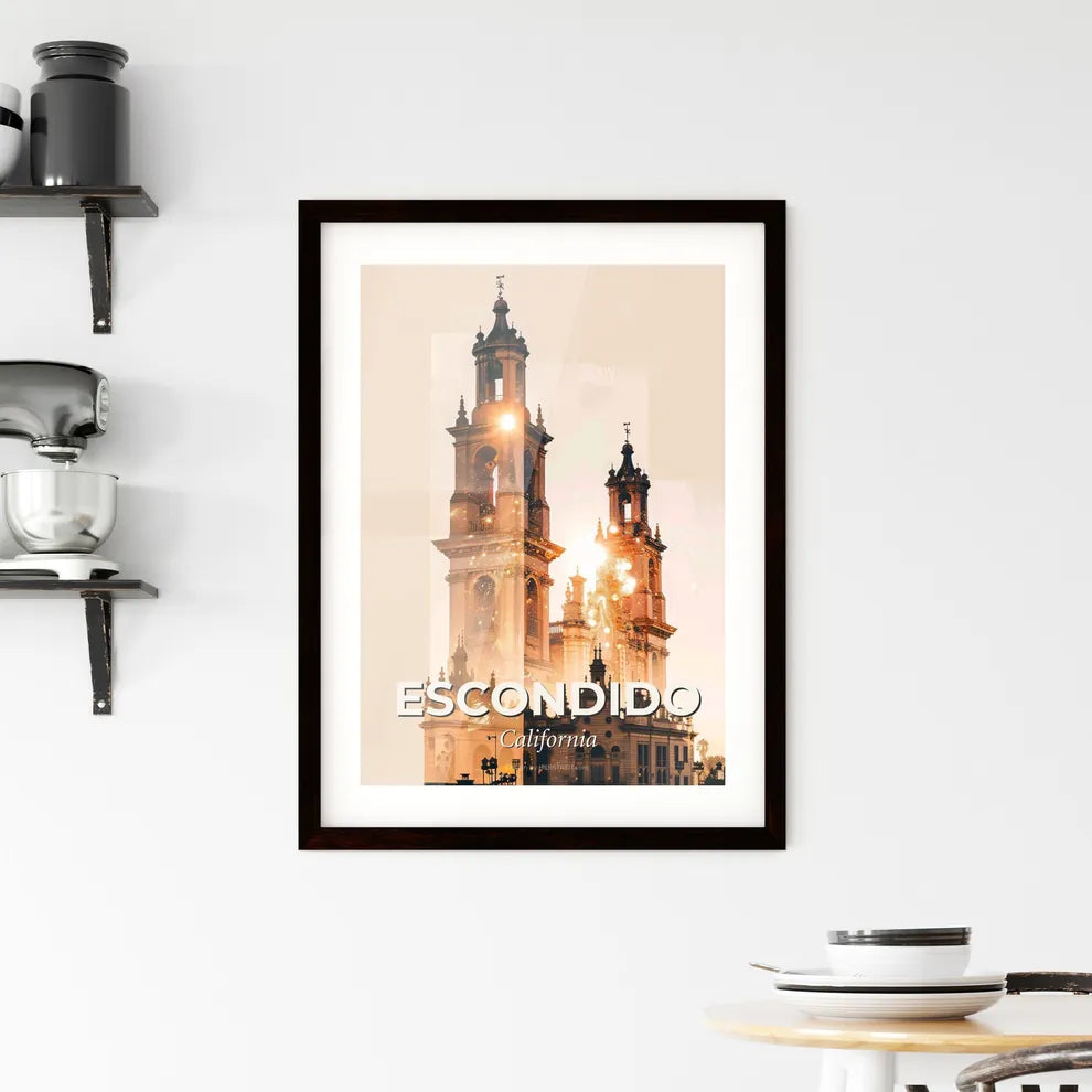 Escondido Skyline Art: Architecture Icons and Cityscapes Framed Print