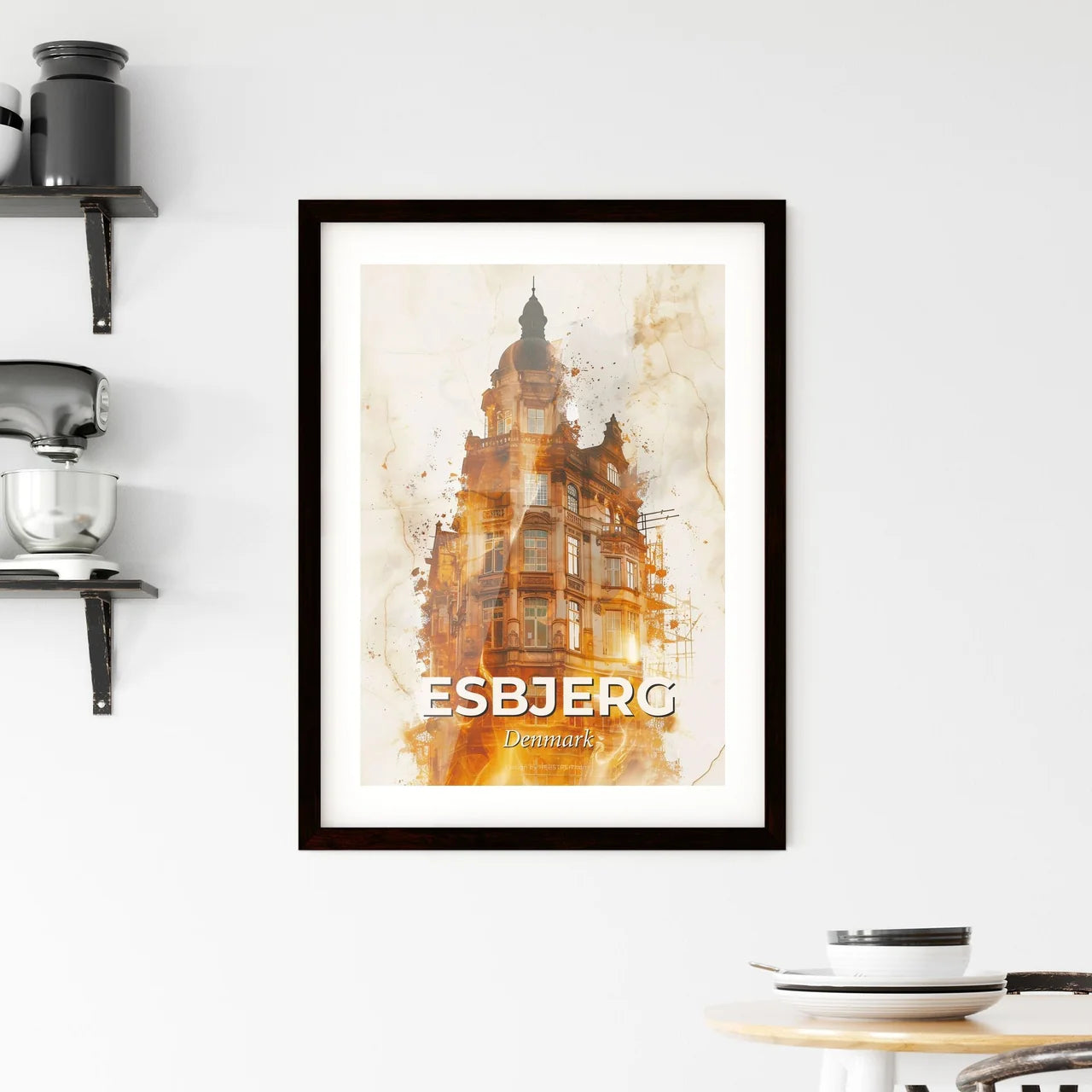 Esbjerg City Skyline Composite Poster Art Framed Print