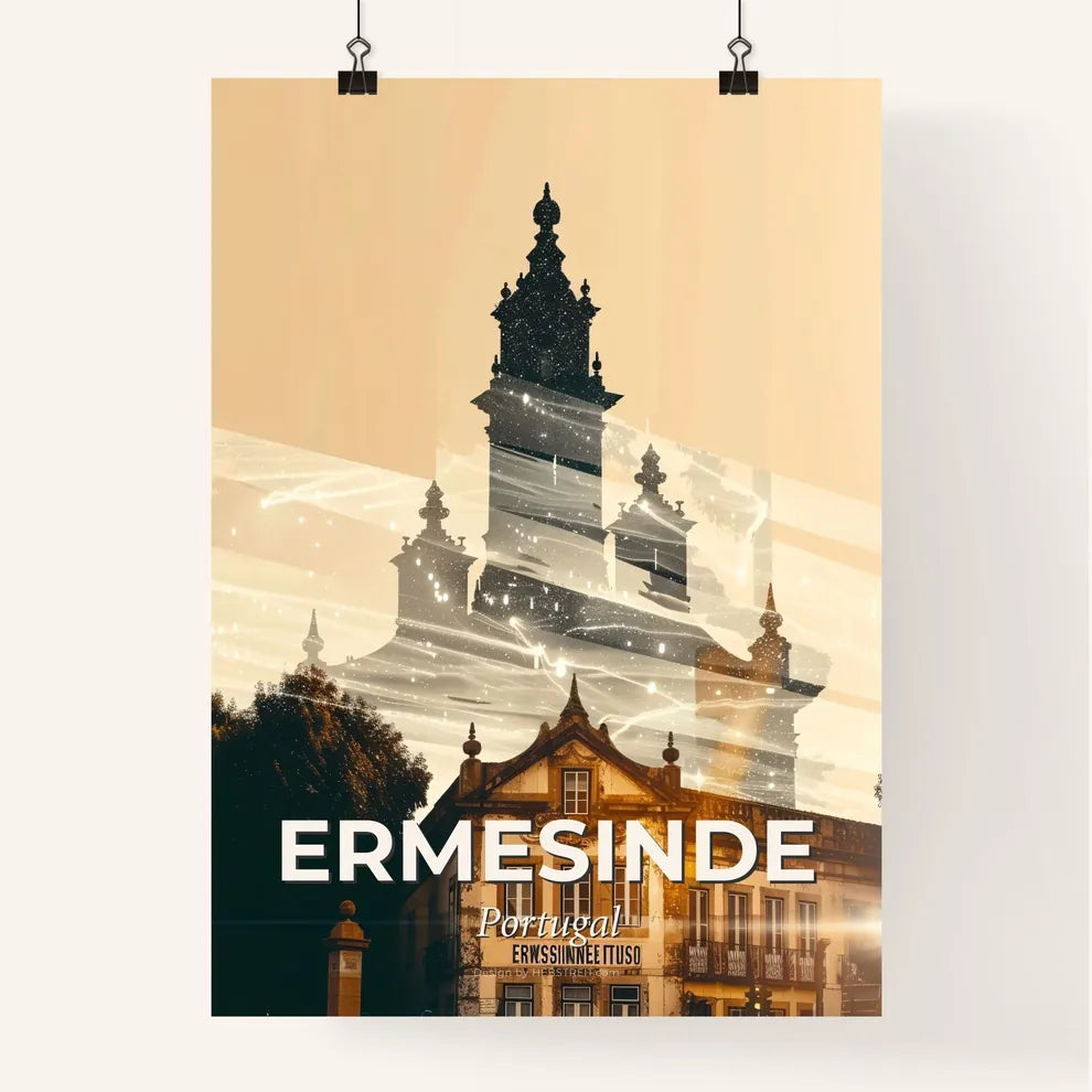 Ermesinde Skyline Double Exposure Poster Poster