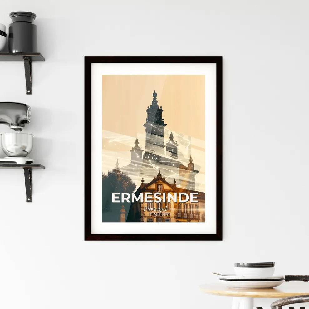 Ermesinde Skyline Double Exposure Poster Framed Print