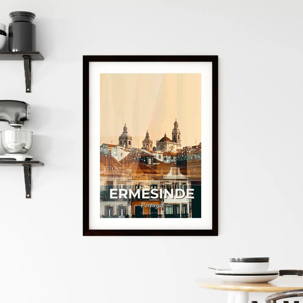 Ermesinde City Skyline Composite Art Poster Framed Print