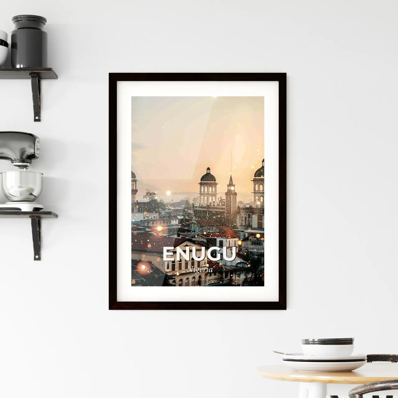 Enugu Nigeria Vibrant Skyline Poster Artwork Framed Print