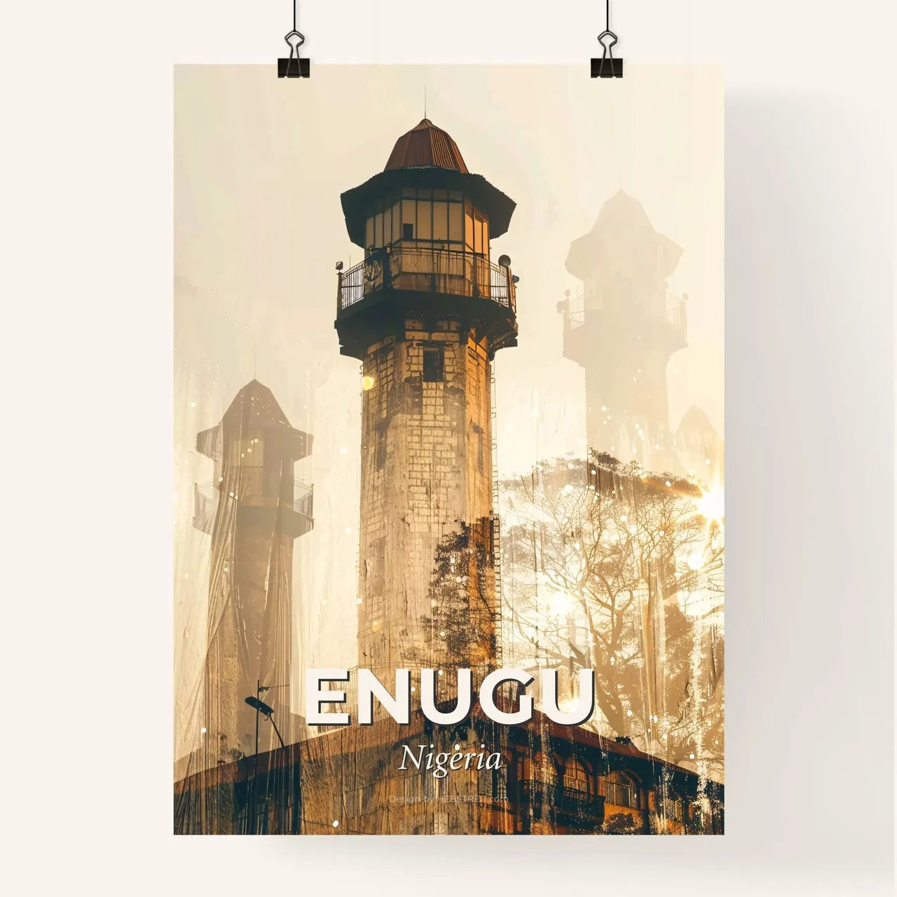 Enugu Skyline Double Exposure Art Poster Poster