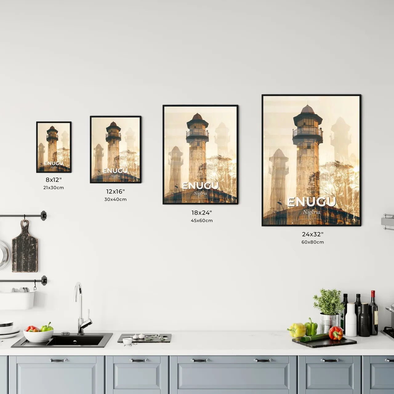 Enugu Skyline Double Exposure Art Poster Office Art