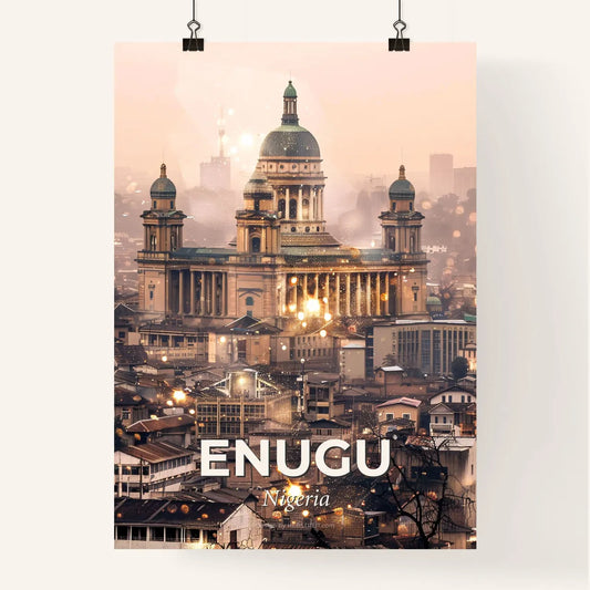Enugu Skyline: Igbo Flair on Beige Canvas Poster