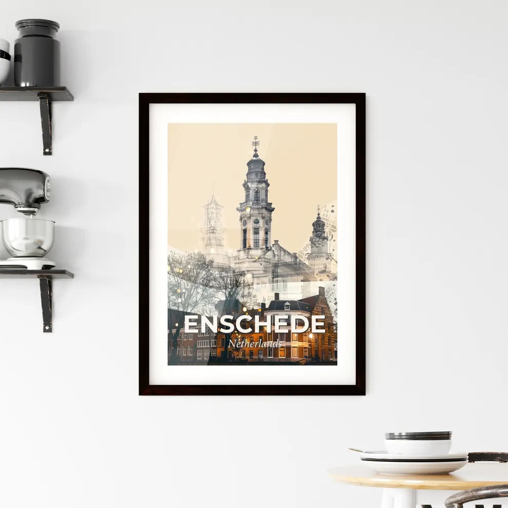 Enschede Skyline Double Exposure Cityscape Art Framed Print