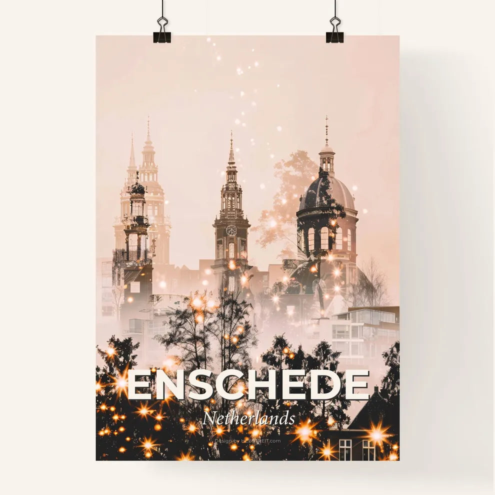 Enschede Skyline Cityscape Local Icon Sparkle Composite Poster