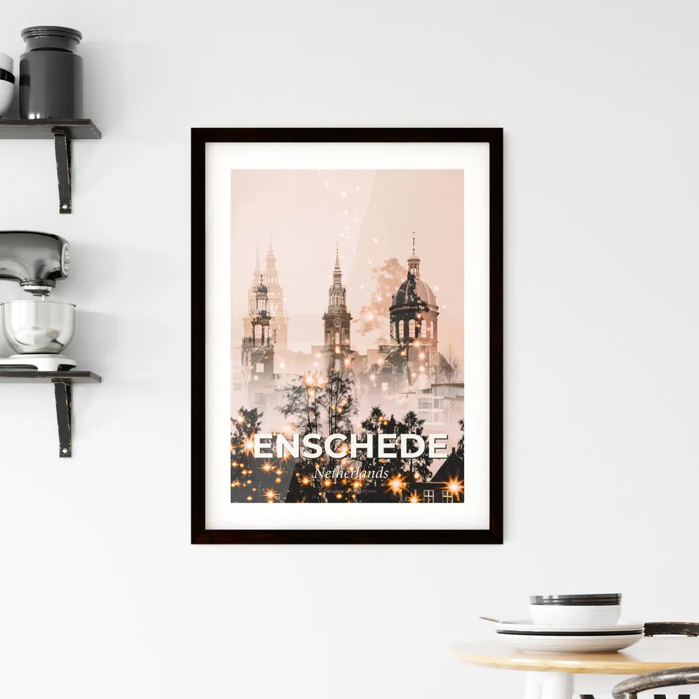 Enschede Skyline Cityscape Local Icon Sparkle Composite Framed Print