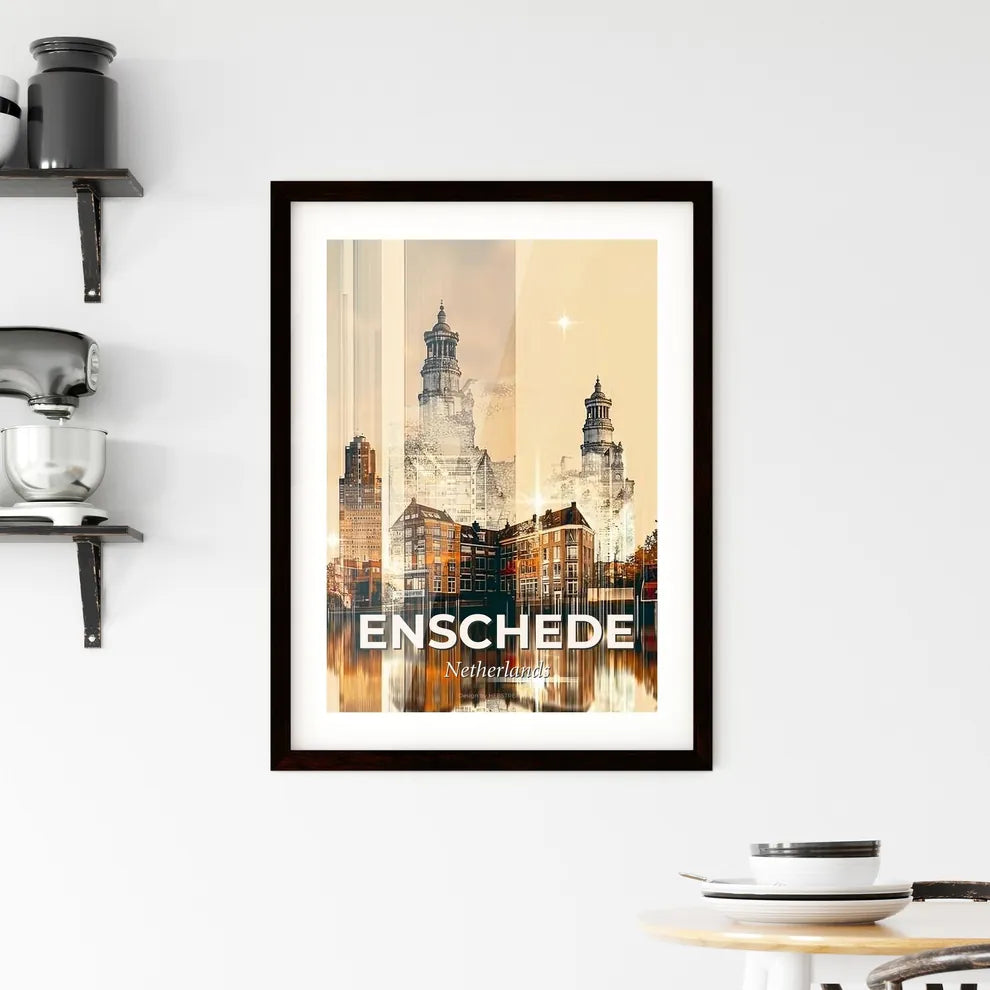 Enschede Skylines As Double Exposure Art Framed Print
