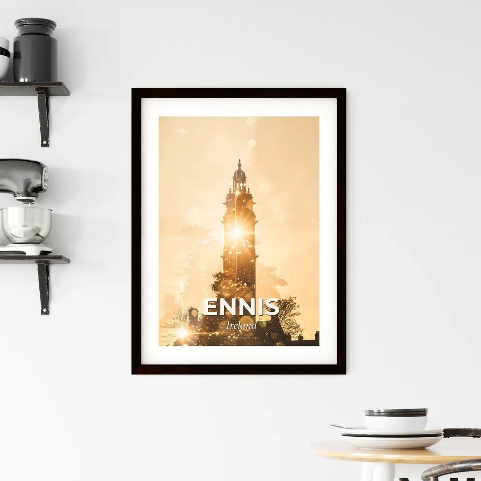 Ennis Silhouette Skyline Composite Art Poster Framed Print