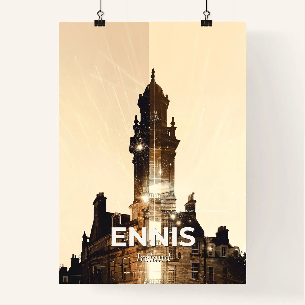 Ennis Double Exposure City Skyline Poster