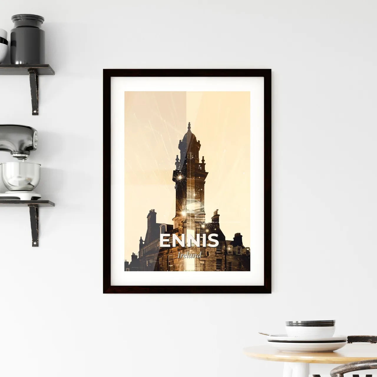 Ennis Double Exposure City Skyline Framed Print