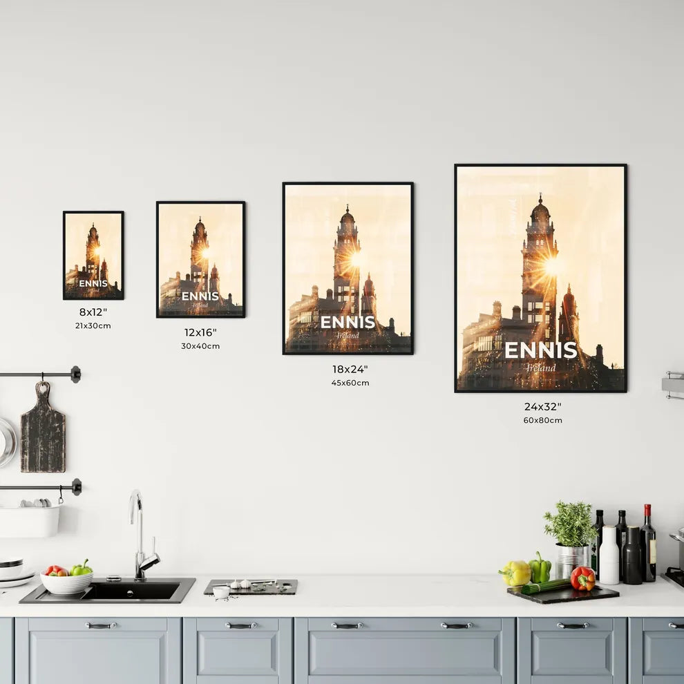 Ennis City Skyline Silhouette Composite Poster Office Art