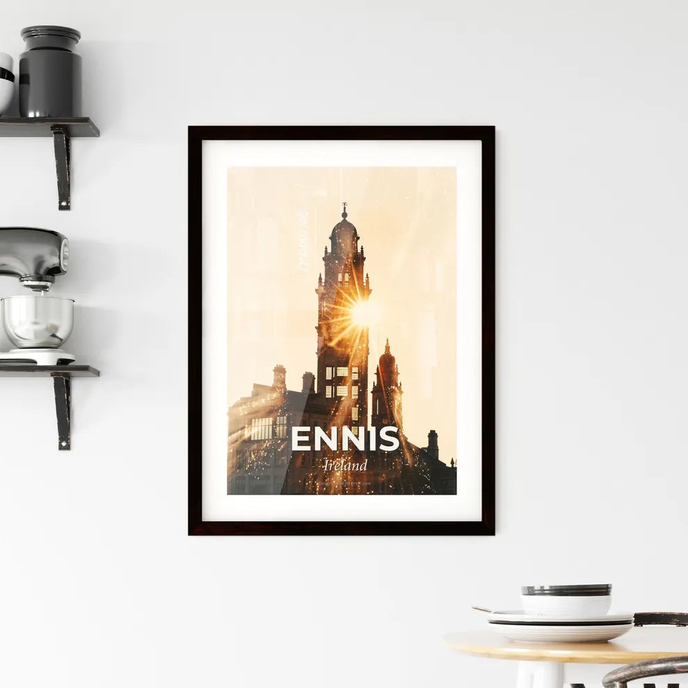 Ennis City Skyline Silhouette Composite Poster Framed Print