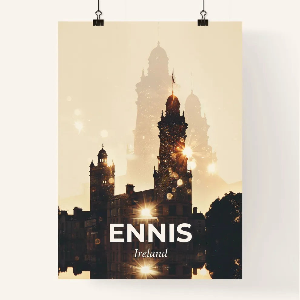 Ennis Skyline Double Exposure Art Poster