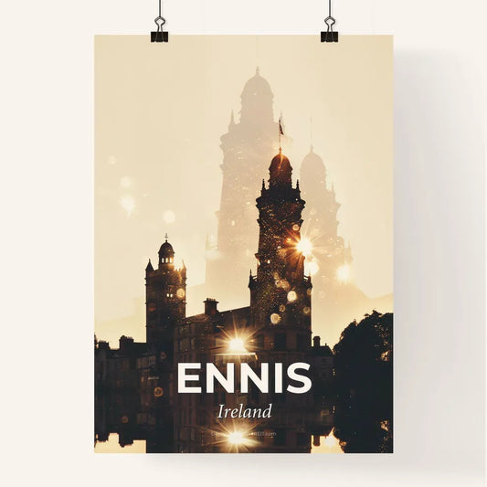 Ennis Skyline Double Exposure Art Poster