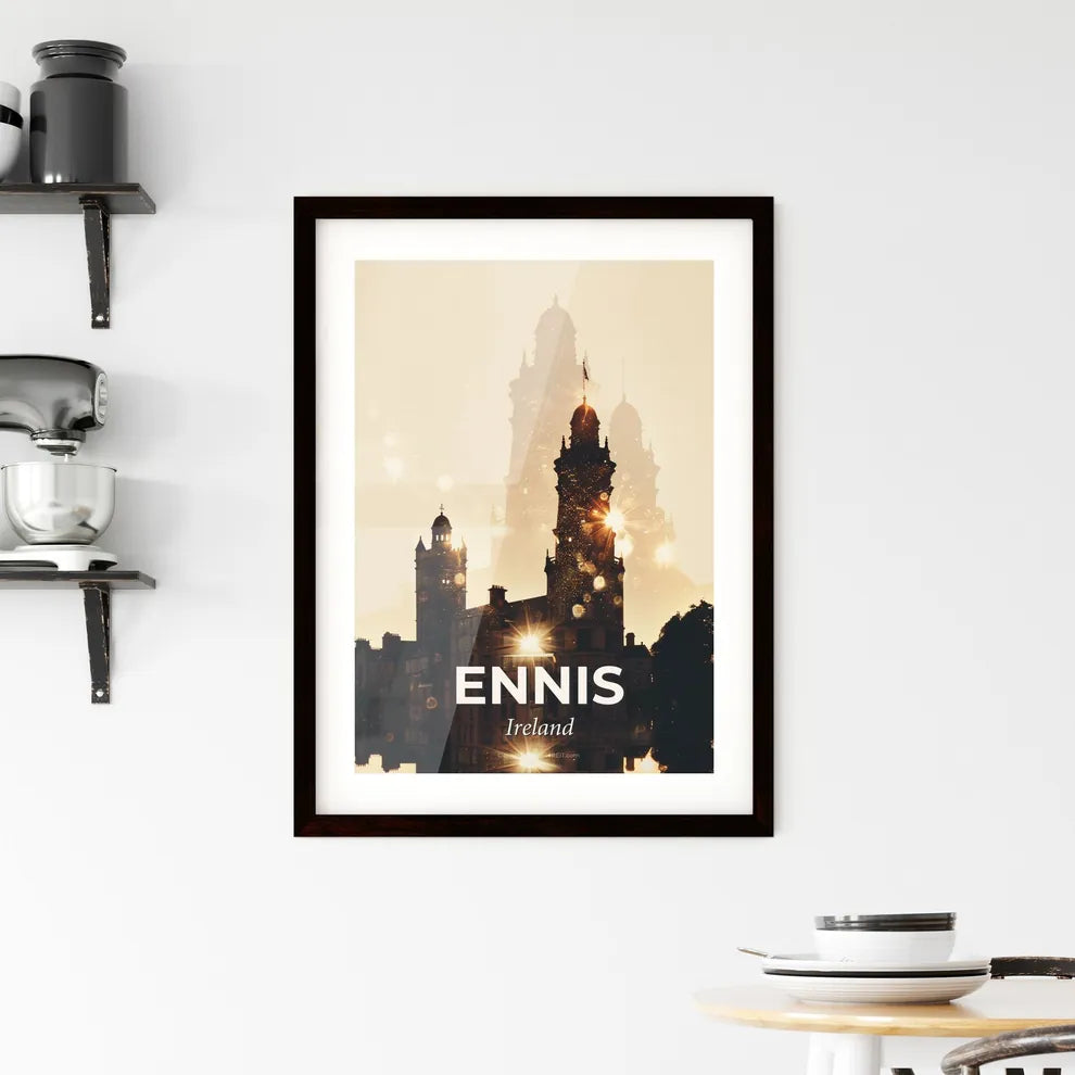 Ennis Skyline Double Exposure Art Framed Print
