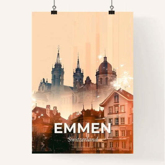 Emmen City Skyline Double Exposure Art Poster Poster