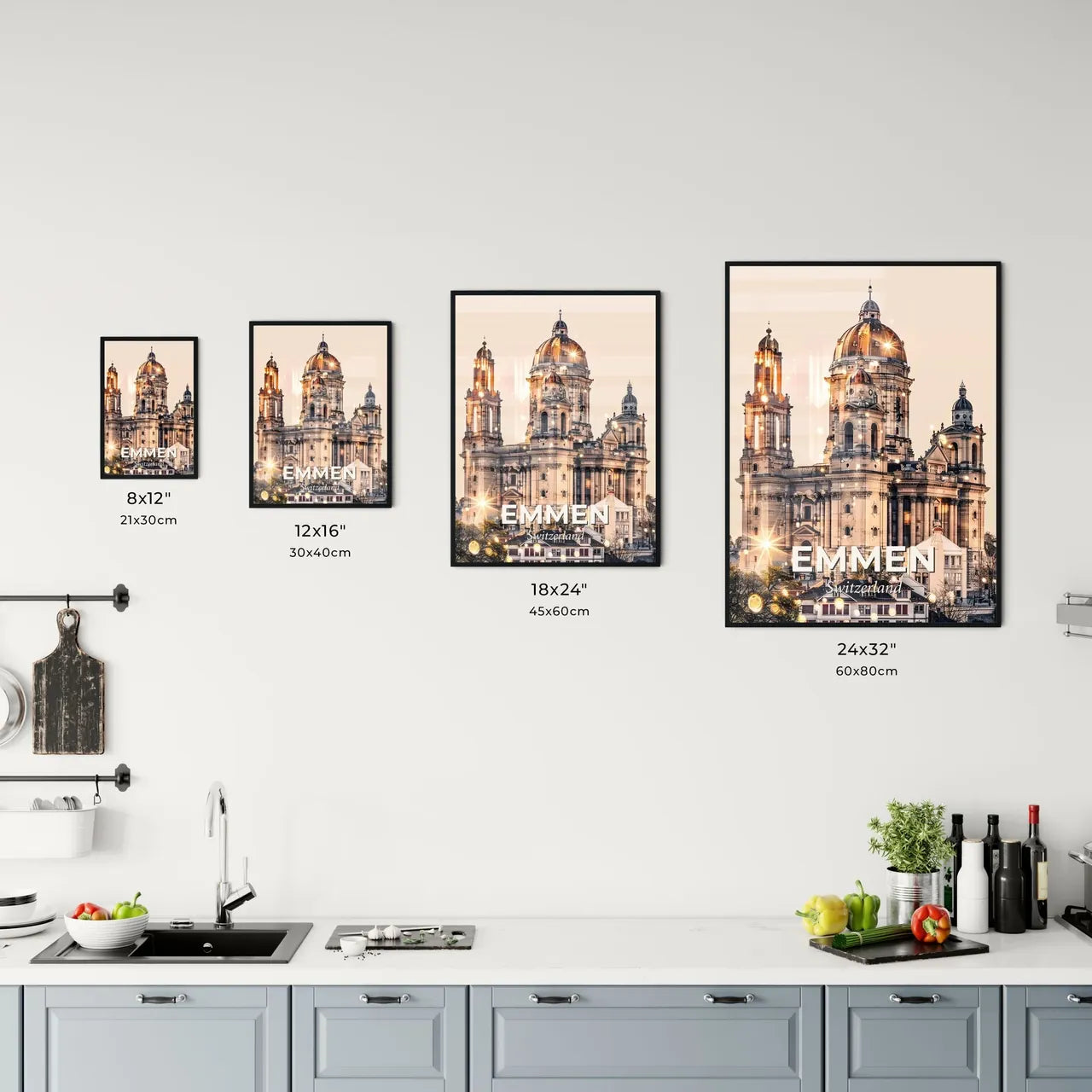 Emmen Skyline Glow Cityscape Art Deco Poster Office Art