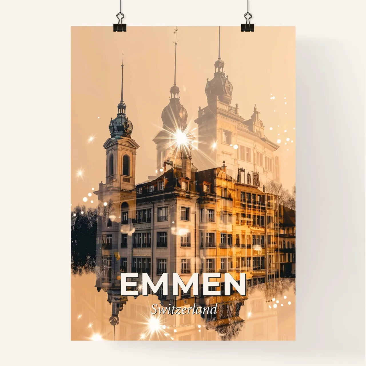 Emmen, Switzerland: City Skyline Composite Art Poster Poster