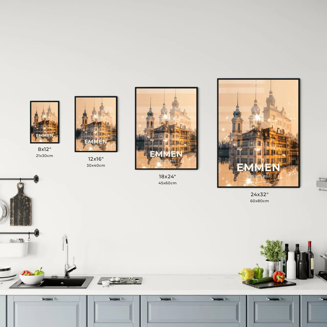 Emmen, Switzerland: City Skyline Composite Art Poster Office Art