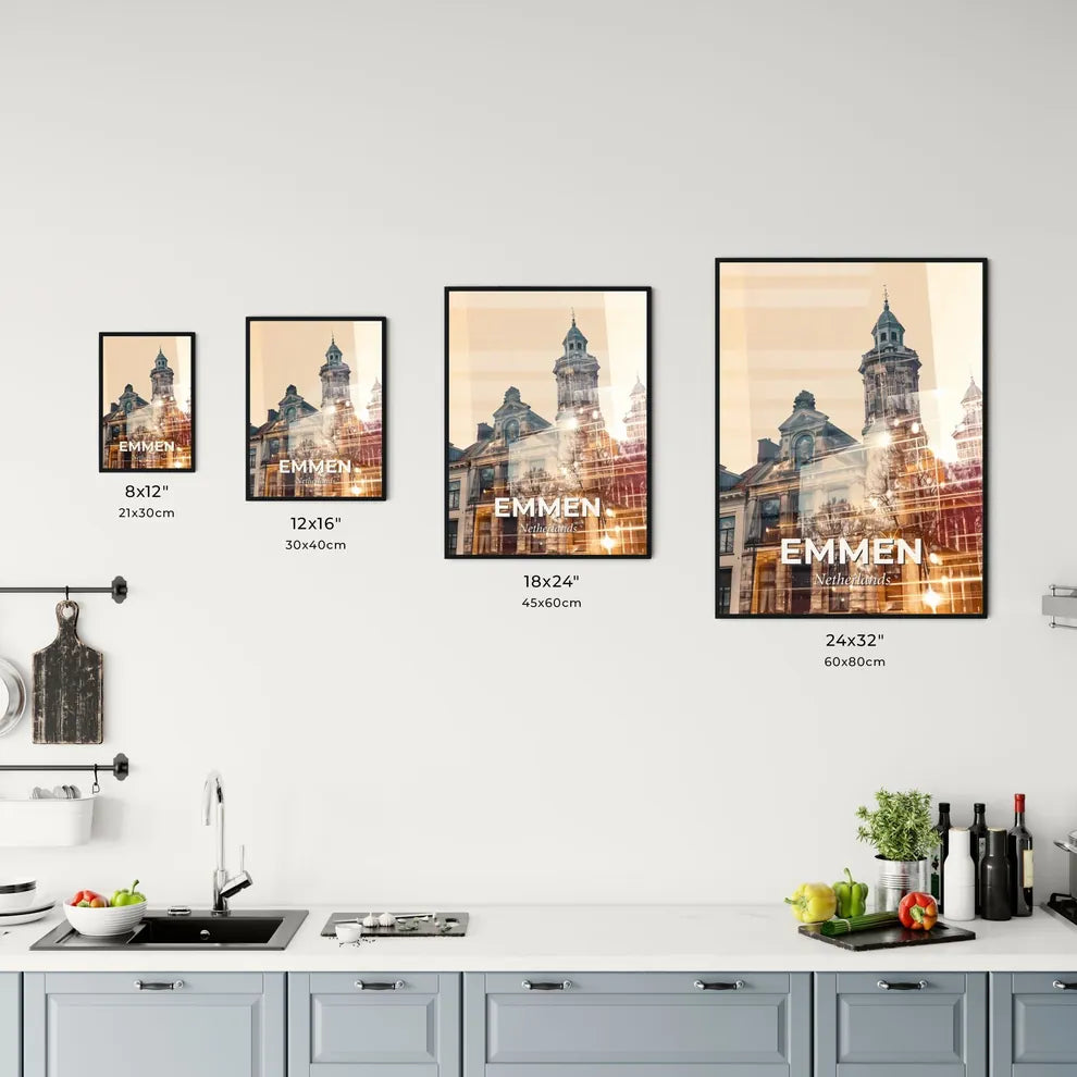 Emmen Cityscape Art Skyline on Warm Beige Office Art