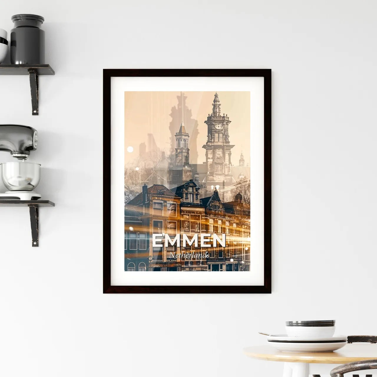 Emmen City Skyline Composite Art Poster Framed Print