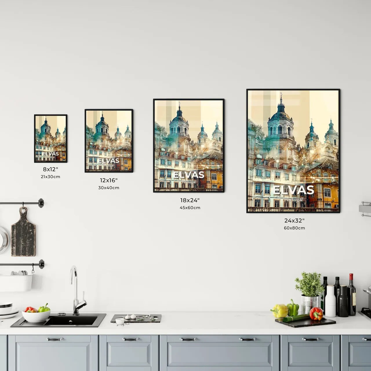 Elvas City Skyline Double Exposure Poster Art Office Art