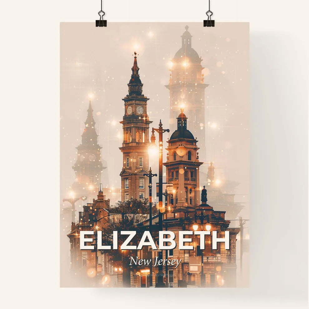 Elizabeth, New Jersey City Landmarks Poster Artwork Poster