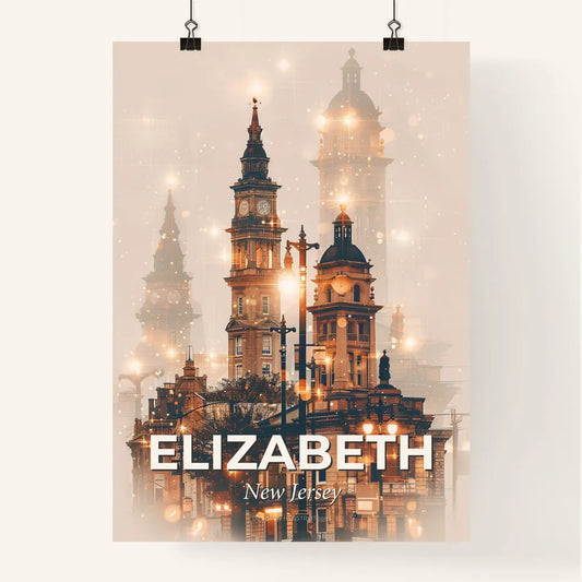 Elizabeth, New Jersey City Landmarks Poster Artwork Poster