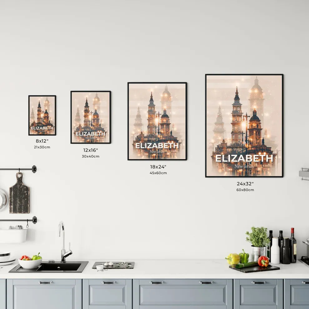 Elizabeth, New Jersey City Landmarks Poster Artwork Office Art