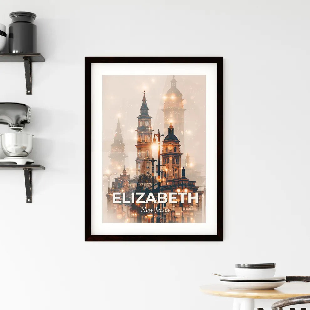 Elizabeth, New Jersey City Landmarks Poster Artwork Framed Print