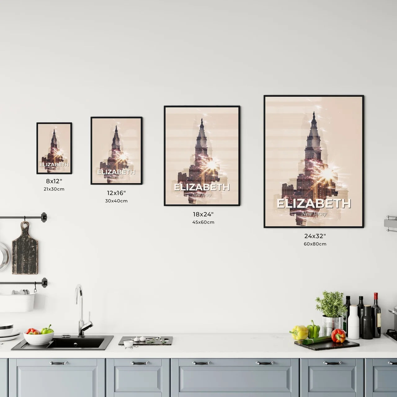 Elizabeth City Skyline Double Exposure Art Office Art