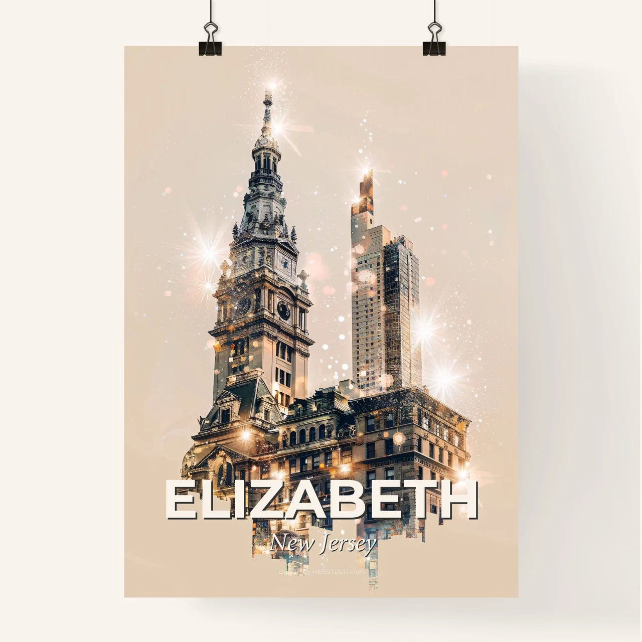 Elizabeth, New Jersey: City Icons Silhouette Poster Poster