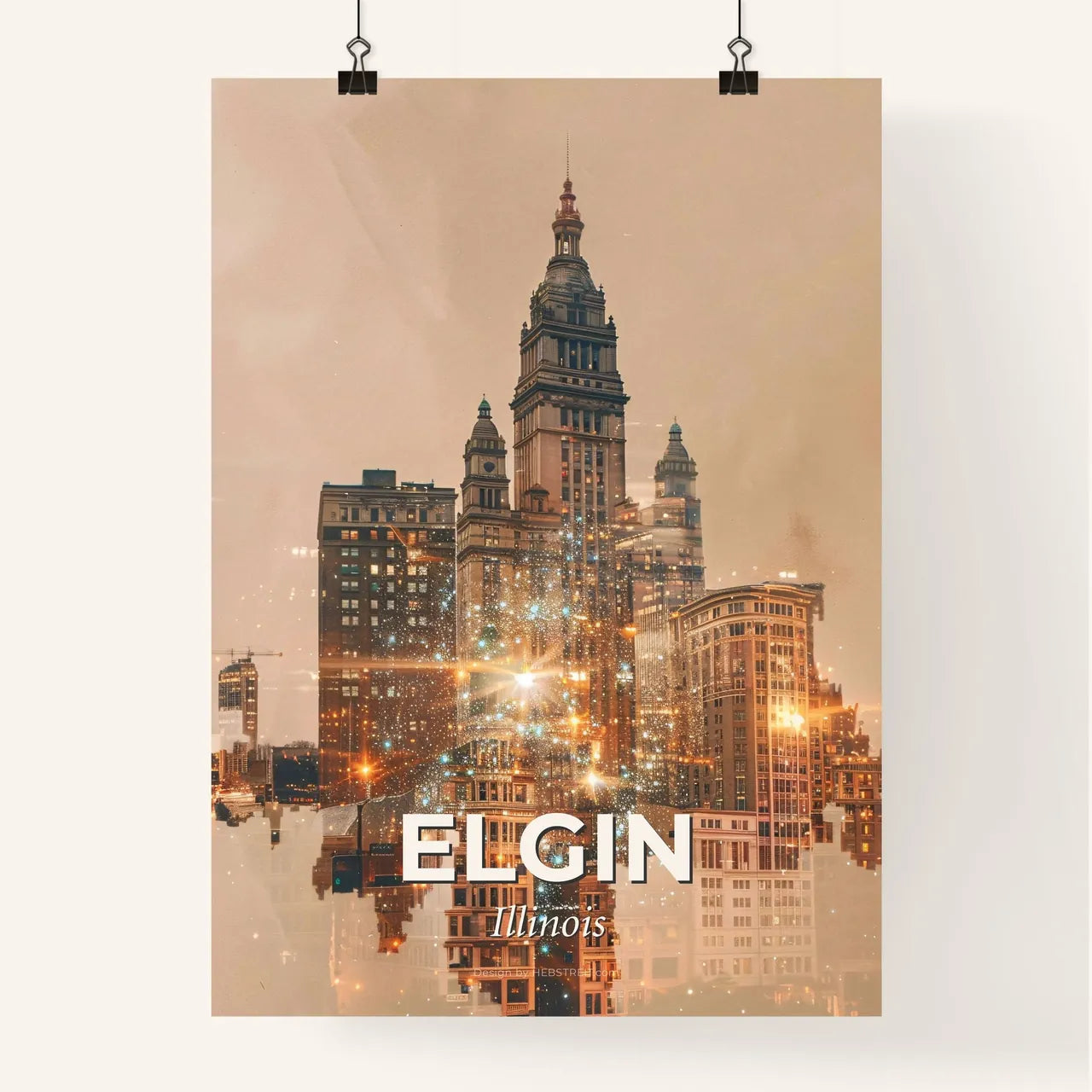 Elgin City Skyline Composite Art Poster Poster
